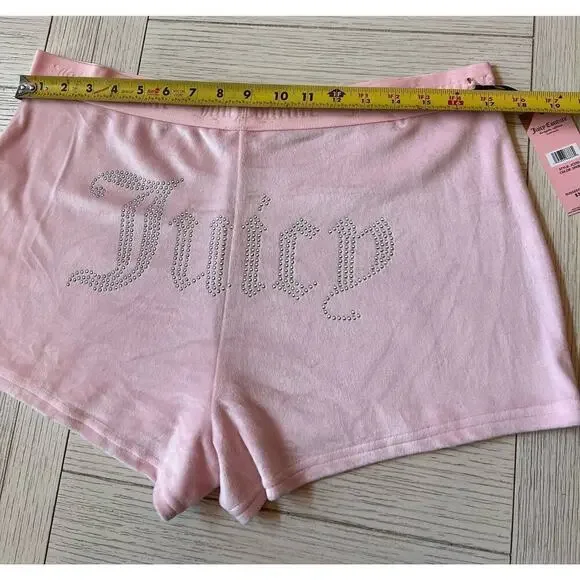 NWT Juicy Couture pink‎ velour sleep shorts. Extremely soft. Size XL - Picture 3 of 7